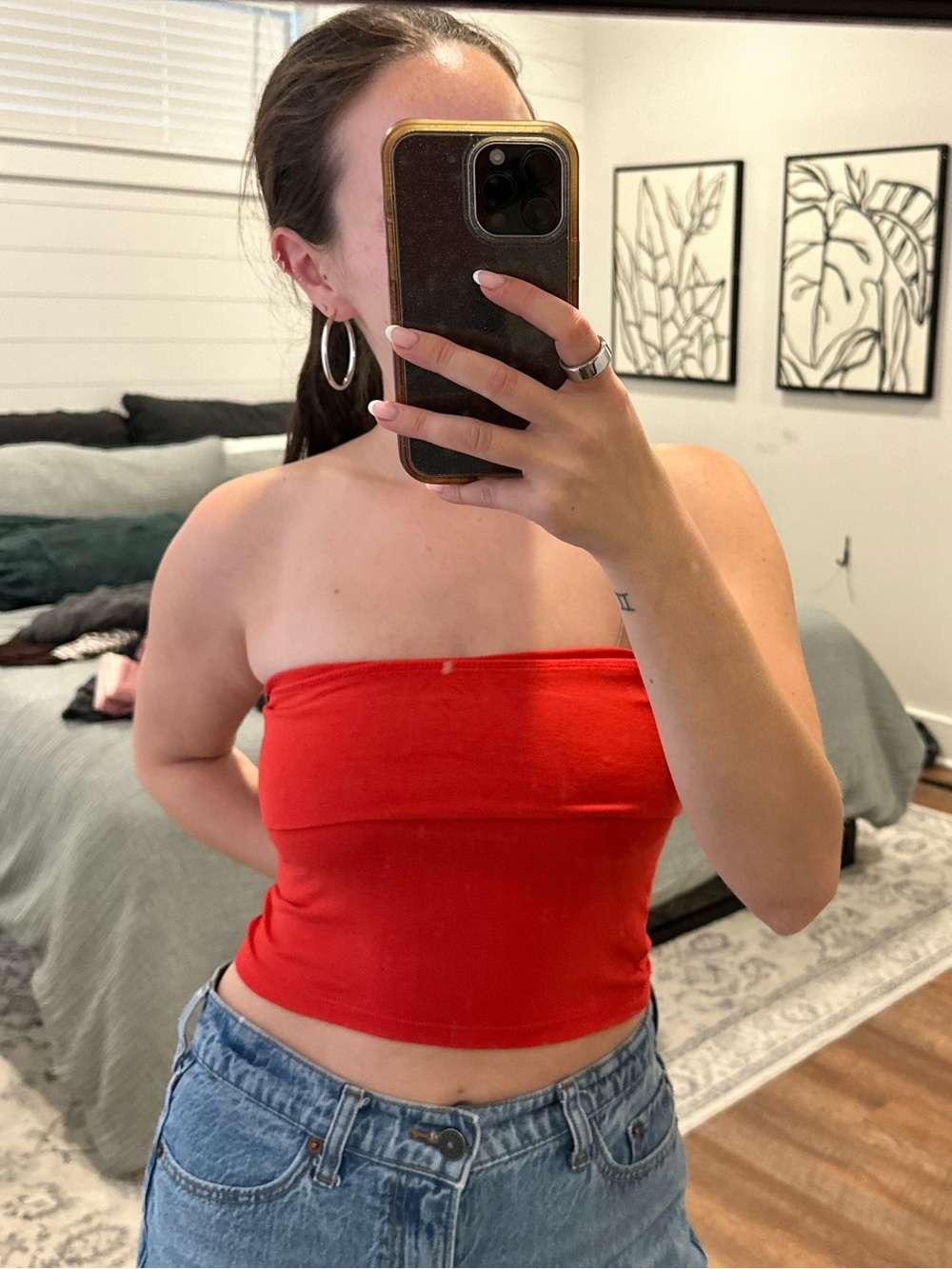 American Eagle Outfitters Red Strapless Tube Top